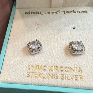 Gorgeous sterling silver and cubic zirconia Halo Earrings